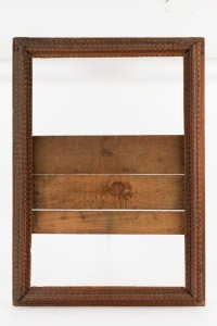 TRAMP ART antique Australian cedar picture frame, 1890s depression era, 89 x 63cm