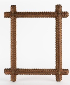 TRAMP ART antique Australian cedar picture frame with gilt metal rosettes, 19th century, 61 x 51cm