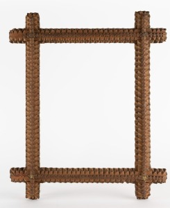 TRAMP ART antique Australian cedar picture frame with gilt metal rosettes, 19th century, ​​​​​​​61 x 51cm