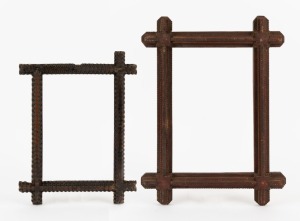 TRAMP ART, two antique Australian picture frames, 19th century, 60 x 45cm and 49 x 36cm