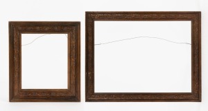 Two vintage Australian moulded timber picture frames, early 20th century, 60 x 47cm and 49 x 36cm