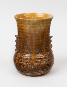 JOHN CAMPBELL brown glazed pottery vase, incised "John Campbell, Tasmania", 16cm high