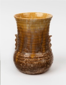 JOHN CAMPBELL brown glazed pottery vase, incised "John Campbell, Tasmania", ​​​​​​​16cm high