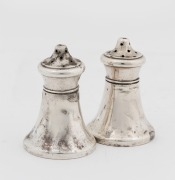 A pair of Australian sterling silver condiment pots, early 20th century, stamped "STERLING SILVER", ​​​​​​​5.5cm high