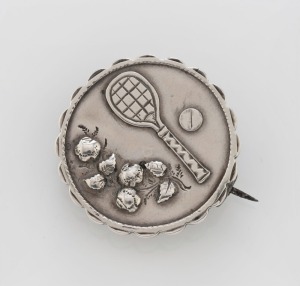 An antique English "Tennis" brooch in sterling silver, made in Birmingham, circa 1886, ​​​​​​​3.2cm wide, 5.7 grams