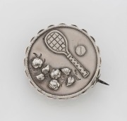 An antique English "Tennis" brooch in sterling silver, made in Birmingham, circa 1886, ​​​​​​​3.2cm wide, 5.7 grams