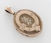 An antique English locket, sterling silver and gold, circa 1875, 5cm high overall, 11.2 grams total - 2