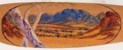 BENJAMIN LANDARA (1921-1985), (desert landscape), watercolour on woomera, signed lower right "Benjamin Landara", ​​​​​​​58cm long - 2