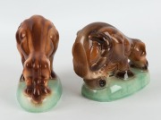 PATES POTTERY pair of bison bookends, factory stamp to bases, 13cm high, 16cm long - 2