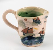 ARTHUR MERRIC BOYD & JOHN PERCEVAL fifteen piece pottery coffee service with hand-painted yacht motif, incised "A. M. Boyd", ​​​​​​​the coffee pot 20cm high - 3