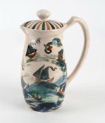 ARTHUR MERRIC BOYD & JOHN PERCEVAL fifteen piece pottery coffee service with hand-painted yacht motif, incised "A. M. Boyd", ​​​​​​​the coffee pot 20cm high - 5