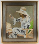 JOHN LENNOX (1941-1996), Arranging The Hat, oil on canvas, signed and titled verso, ​​​​​​​60 x 50cm, 80 x 68cm overall - 2