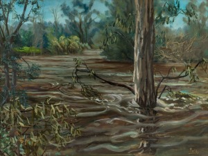 JOHN YULE (1923-1998), untitled swamp scene landscape, oil on board, signed lower right "Yule", 44 x 59cm, 55 x 70cm overall