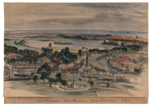 KENNETH JACK (1924-2006), View S.W. From The Shrine Of Remembrance, water colour and pen, with description key below, with CofA. verso 23 x 34cm