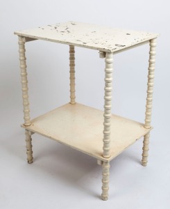 Folk Art cotton reel two tier stand with white painted finish, 19th/20th century, 79cm high, 61cm wide, 45cm deep