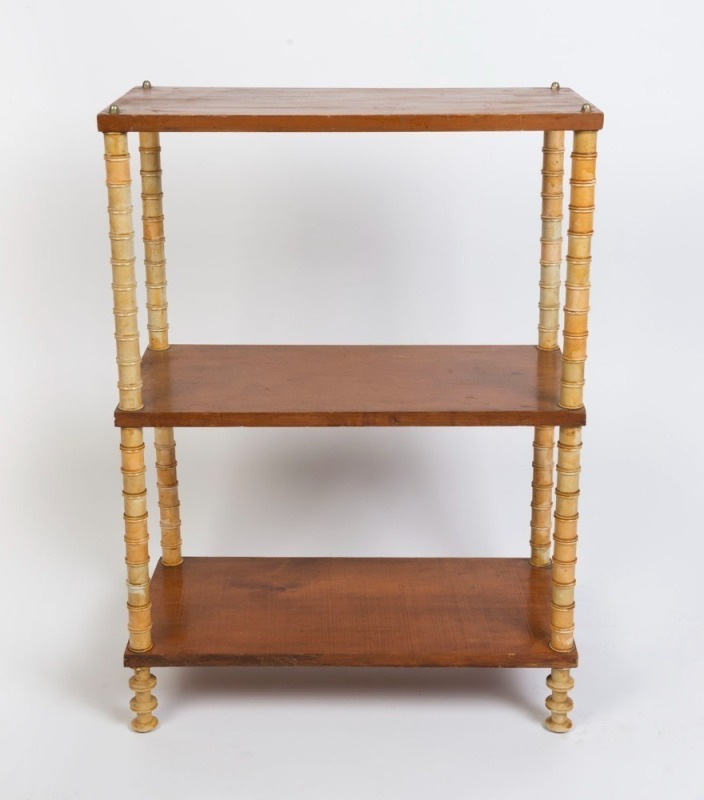 Folk Art cotton reel three tier stand, 19th/20th century, ​​​​​​​87cm high, 61cm wide, 30cm deep