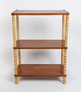 Folk Art cotton reel three tier stand, 19th/20th century, 87cm high, 61cm wide, 30cm deep
