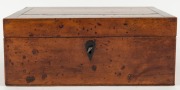 ROBIN HOOD early Tasmanian sewing work box, huon pine and plum pudding blackwood with ebony escutcheon. Interior fitted with huon pine tray and velvet lining, housing a variety of whalebone implements and thread winders made from musk, banksia and myrtle, - 14