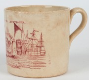 "EMIGRANTS TO AUSTRALIA" Staffordshire transfer porcelain cup, circa 1840, 7.5cm high, 10cm wide - 2