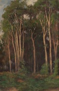 ARTIST UNKNOWN, (bush scene) oil on board, signed lower left (illegible), ​​​​​​​30 x 20cm, 38 x 28cm overall