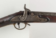 Indian pattern antique single shot muzzle load rifle, converted to percussion cap, early 19th century, stamped with "TOWER" mark and Royal cypher "G.R.", stock also stamped "J.B.H.", 138cm long. No license required. - 2