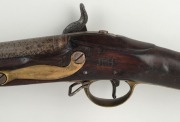 Indian pattern antique single shot muzzle load rifle, converted to percussion cap, early 19th century, stamped with "TOWER" mark and Royal cypher "G.R.", stock also stamped "J.B.H.", 138cm long. No license required. - 3