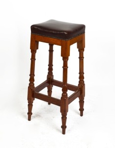 An Australian cedar artist's stool with leather top, 19th century, 86cm high