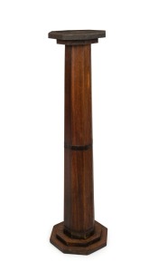 An Australian Art & Crafts pedestal, silky oak with copper banding, early 20th century, 117cm high
