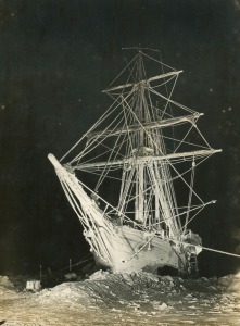 FRANK HURLEY (1885 - 1962) "A spectre ship looming stark and white against the darkness of the polar night" [the Endurance in the Antarctic winter darkness, trapped in the Weddell Sea, Shackleton Expedition, 27 August 1915], silver gelatin photograph,  15