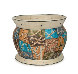 STEPHEN BENWELL studio pottery jardiniere, signed "S. Benwell, '87", 17cm high, 22cm wide