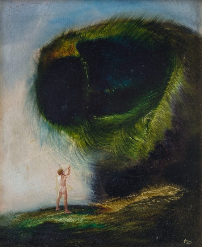 JAMES TIMOTHY GLEESON (1915 - 2008), Supplication, oil on board, signed lower right, 15 x 12.5cm. Provenance: The Joyce Evans estate; Sotheby's, Melbourne, Fine Australian Art, November 2005, Lot 94.