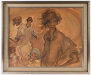 ELIZABETH DURACK (1915 - 2000) Aboriginal Children, watercolour, signed upper right, 48 x 58cm. Provenance: The Joyce Evans estate. - 2