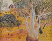 HENRI BASTIN (1896 - 1979), Central Australian Landscape, gouache on board, signed and dated 1959 lower right; titled verso, 36 x 46cm; framed 56 x 66cm overall. Provenance: The Joyce Evans estate.