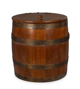 An antique Australian blackwood grain bin of coopered construction, 19th century, ​​​​​​​43cm, 41cm diameter