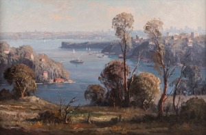 LEON HANSON (1918-2011), Autumn Afternoon, Mosman Bay, Sydney Harbour, oil on canvas, signed lower left "Leon Hanson", 50 x 75cm, 76 x 102cm overall