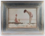 FREDRICK WILLIAM LEIST (1878-1945), (the bathers), watercolour, signed lower right "Leist", additional watercolour image verso, ​​​​​​​23.5 x 34cm, 42 x 52cm overall - 2