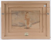 FREDRICK WILLIAM LEIST (1878-1945), (the bathers), watercolour, signed lower right "Leist", additional watercolour image verso, ​​​​​​​23.5 x 34cm, 42 x 52cm overall - 3