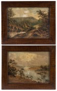 ARTIST UNKNOWN (Australian, 19th century), I.) Balmain From The North Shore, (pencil inscription verso), II.) Mt. Wellington, Tasmania, oil on Windsor & Newton artist board, note the artist has used one piece of board and cut it in half to make two painti