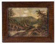 ARTIST UNKNOWN (Australian, 19th century), I.) Balmain From The North Shore, (pencil inscription verso), II.) Mt. Wellington, Tasmania, oil on Windsor & Newton artist board, note the artist has used one piece of board and cut it in half to make two painti - 2