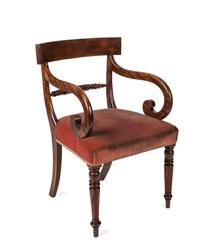 An early Colonial spade back library chair made from “Beauty Leaf Tree” (*Calophyllum Inophyllum), Queensland origin, circa 1845, 51cm across the arms