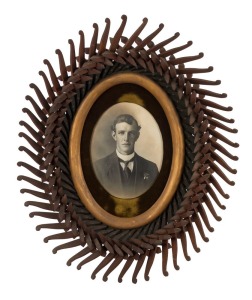 CROWN OF THORNS stunning antique Australian oval picture frame with photographic portrait, circa 1890s, 86 x 71cm