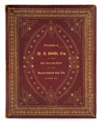 ROBERT HAWCRIDGE (New Zealand, 1866 - 1920) BICYCLE MANUFACTURING: A superb leather-bound and gilt titled, hand painted and illuminated presentation from the employees of the Massey Harris Company of New Zealand, to William Andrew&nbsp;Shields, September 1900,