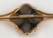 WENDT of Adelaide, 9ct yellow gold bar brooch set with mineral specimen, 19th century, stamped "Wendt, 9ct", 5cm wide, 5.6 grams - 2