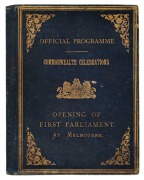 A 1901 COMMONWEALTH OF AUSTRALIA GROUP from the estate of Peter F. Thomson: A blue leather binding with gilt titles and decorations&nbsp;containing the 'Official Programme of Functions and Displays to Celebrate the Opening of the First Parliament of the Common