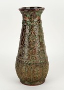 VICTORIA ART POTTERY (V.A.P.) impressive pottery vase with floral motif glazed in burgundy and green, impressed three times to the base "FERRY", 40.5cm high - 2