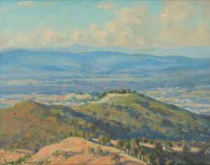 JOHN ANDREW GARDNER (1906 - 1987), The Toowoomba Valley, Queensland, oil on board, signed and dated '38 lower left, 38 x 48cm; framed 60 x 70cm overall.