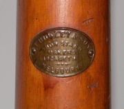 An antique Australian huon pine shop display clothes rack, bearing maker's plaque "CROWLEY & SON, Melbourne", late 19th century, 200cm high, top 77cm diameter, base 90cm wide - 3