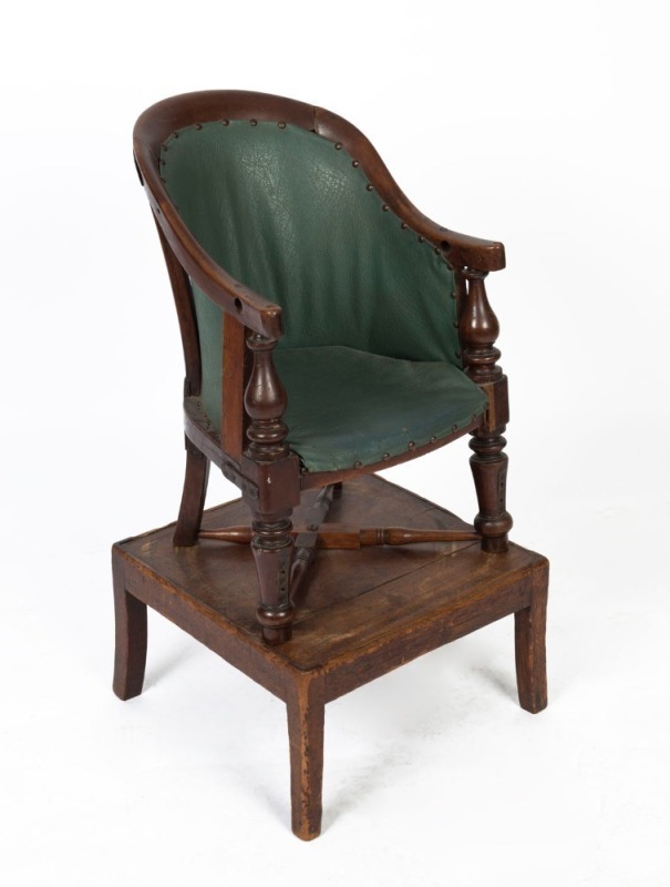 A child's antique highchair, 19th century, from Angaston, South Australia, 82cm high, 38cm across the arms