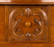 An antique huon pine eight drawer chest with serpentine front and barley twist full-length columns, 19th century, 147cm high, 116cm wide, 58cm deep - 2