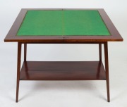 HARRY GOLDMAN (attributed) fiddleback blackwood fold-over card table, circa 1920s, ​​​​​​​79cm high, 91cm wide, 46cm deep - 3